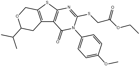 ethyl {[6-isopropyl-3-(4-methoxyphenyl)-4-oxo-3,5,6,8-tetrahydro-4H-pyrano[4',3':4,5]thieno[2,3-d]pyrimidin-2-yl]sulfanyl}acetate Structure