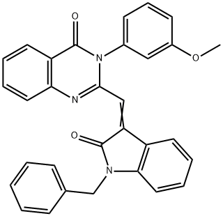2-[(1-benzyl-2-oxo-1,2-dihydro-3H-indol-3-ylidene)methyl]-3-(3-methoxyphenyl)-4(3H)-quinazolinone,371782-49-9,结构式