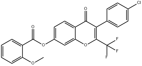 3-(4-chlorophenyl)-4-oxo-2-(trifluoromethyl)-4H-chromen-7-yl 2-methoxybenzoate 结构式