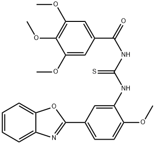N-[5-(1,3-benzoxazol-2-yl)-2-methoxyphenyl]-N'-(3,4,5-trimethoxybenzoyl)thiourea Structure