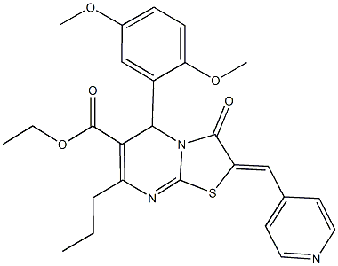 ethyl 5-(2,5-dimethoxyphenyl)-3-oxo-7-propyl-2-(4-pyridinylmethylene)-2,3-dihydro-5H-[1,3]thiazolo[3,2-a]pyrimidine-6-carboxylate Structure