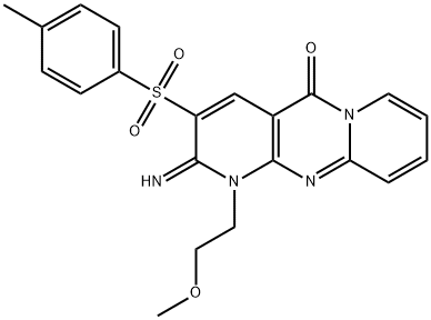 2-imino-1-(2-methoxyethyl)-3-[(4-methylphenyl)sulfonyl]-1,2-dihydro-5H-dipyrido[1,2-a:2,3-d]pyrimidin-5-one 结构式