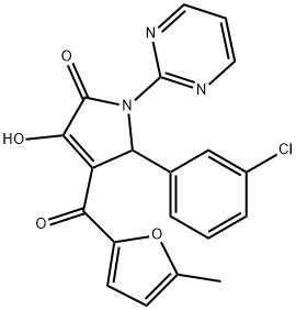 5-(3-chlorophenyl)-3-hydroxy-4-(5-methyl-2-furoyl)-1-(2-pyrimidinyl)-1,5-dihydro-2H-pyrrol-2-one 结构式