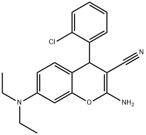 2-amino-4-(2-chlorophenyl)-7-(diethylamino)-4H-chromene-3-carbonitrile,371950-53-7,结构式