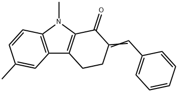 2-benzylidene-6,9-dimethyl-2,3,4,9-tetrahydro-1H-carbazol-1-one Struktur