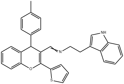 N-[2-(1H-indol-3-yl)ethyl]-N-{[4-(4-methylphenyl)-2-(2-thienyl)-4H-chromen-3-yl]methylene}amine Structure