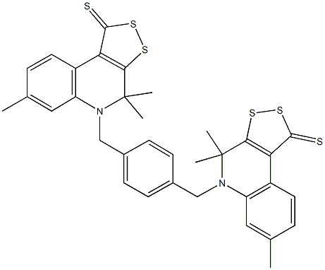 4,4,7-trimethyl-5-{4-[(4,4,7-trimethyl-1-thioxo-1,4-dihydro-5H-[1,2]dithiolo[3,4-c]quinolin-5-yl)methyl]benzyl}-4,5-dihydro-1H-[1,2]dithiolo[3,4-c]quinoline-1-thione 结构式