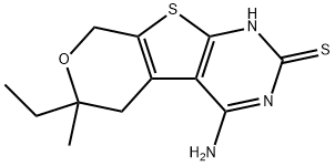 4-amino-6-ethyl-6-methyl-5,8-dihydro-6H-pyrano[4',3':4,5]thieno[2,3-d]pyrimidine-2-thiol Structure