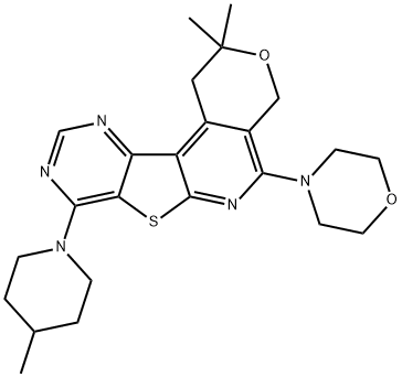 2,2-dimethyl-8-(4-methyl-1-piperidinyl)-5-(4-morpholinyl)-1,4-dihydro-2H-pyrano[4'',3'':4',5']pyrido[3',2':4,5]thieno[3,2-d]pyrimidine|