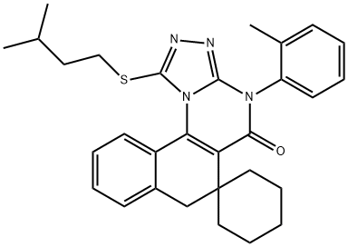 372502-27-7 1-(isopentylsulfanyl)-4-(2-methylphenyl)-6,7-dihydrospiro(benzo[h][1,2,4]triazolo[4,3-a]quinazoline-6,1'-cyclohexane)-5(4H)-one