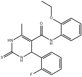 N-(2-ethoxyphenyl)-4-(2-fluorophenyl)-6-methyl-2-thioxo-1,2,3,4-tetrahydropyrimidine-5-carboxamide Struktur