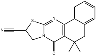 6,6-dimethyl-7-oxo-5,7,9,10-tetrahydro-6H-benzo[h][1,3]thiazolo[2,3-b]quinazoline-10-carbonitrile Struktur