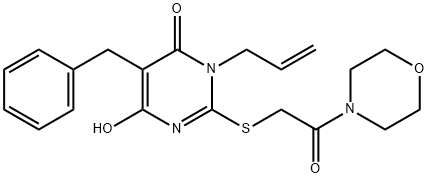 3-allyl-5-benzyl-6-hydroxy-2-{[2-(4-morpholinyl)-2-oxoethyl]sulfanyl}-4(3H)-pyrimidinone 化学構造式