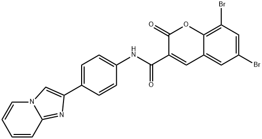 6,8-dibromo-N-(4-imidazo[1,2-a]pyridin-2-ylphenyl)-2-oxo-2H-chromene-3-carboxamide,373372-82-8,结构式