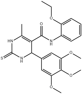 N-(2-ethoxyphenyl)-6-methyl-2-thioxo-4-(3,4,5-trimethoxyphenyl)-1,2,3,4-tetrahydropyrimidine-5-carboxamide,373612-70-5,结构式