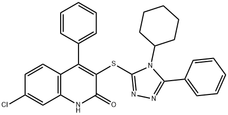 7-chloro-3-[(4-cyclohexyl-5-phenyl-4H-1,2,4-triazol-3-yl)sulfanyl]-4-phenylquinolin-2-ol,373618-73-6,结构式