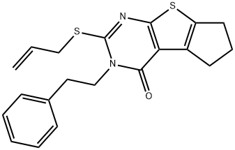 2-(allylsulfanyl)-3-(2-phenylethyl)-3,5,6,7-tetrahydro-4H-cyclopenta[4,5]thieno[2,3-d]pyrimidin-4-one Struktur