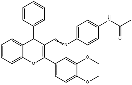 N-[4-({[2-(3,4-dimethoxyphenyl)-4-phenyl-4H-chromen-3-yl]methylene}amino)phenyl]acetamide,374090-59-2,结构式