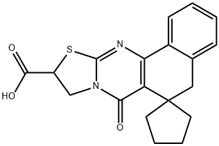 7-oxo-5,7,9,10-tetrahydrospiro(6H-benzo[h][1,3]thiazolo[2,3-b]quinazoline-6,1'-cyclopentane)-10-carboxylic acid Struktur
