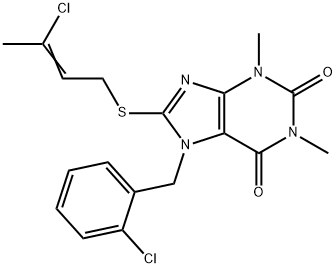 374103-08-9 7-(2-chlorobenzyl)-8-[(3-chloro-2-butenyl)sulfanyl]-1,3-dimethyl-3,7-dihydro-1H-purine-2,6-dione