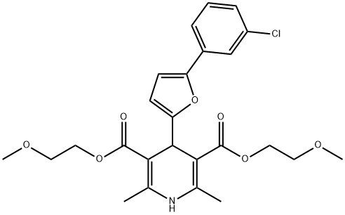 bis(2-methoxyethyl) 4-[5-(3-chlorophenyl)-2-furyl]-2,6-dimethyl-1,4-dihydro-3,5-pyridinedicarboxylate,374540-96-2,结构式