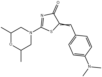 5-[4-(dimethylamino)benzylidene]-2-(2,6-dimethyl-4-morpholinyl)-1,3-thiazol-4(5H)-one 化学構造式