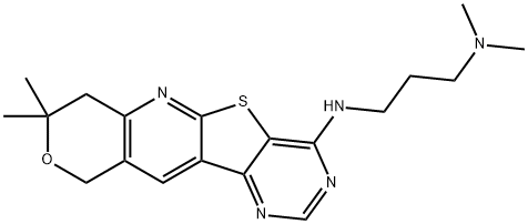 N~1~-(8,8-dimethyl-7,10-dihydro-8H-pyrano[3'',4'':5',6']pyrido[3',2':4,5]thieno[3,2-d]pyrimidin-4-yl)-N~3~,N~3~-dimethyl-1,3-propanediamine,374547-22-5,结构式
