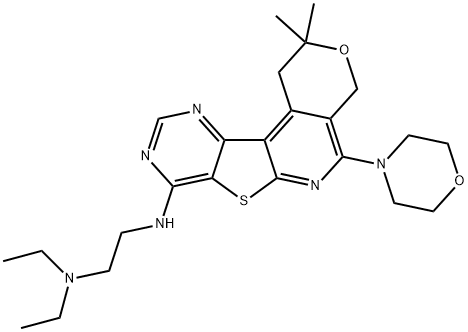 N-[2-(diethylamino)ethyl]-N-[2,2-dimethyl-5-(4-morpholinyl)-1,4-dihydro-2H-pyrano[4'',3'':4',5']pyrido[3',2':4,5]thieno[3,2-d]pyrimidin-8-yl]amine Structure