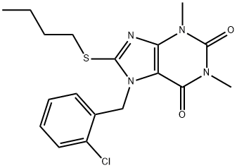 8-(butylsulfanyl)-7-(2-chlorobenzyl)-1,3-dimethyl-3,7-dihydro-1H-purine-2,6-dione 结构式