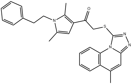 1-[2,5-dimethyl-1-(2-phenylethyl)-1H-pyrrol-3-yl]-2-[(5-methyl[1,2,4]triazolo[4,3-a]quinolin-1-yl)sulfanyl]ethanone 结构式