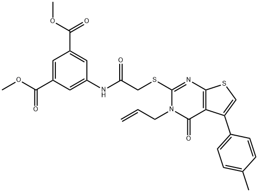 dimethyl 5-[({[3-allyl-5-(4-methylphenyl)-4-oxo-3,4-dihydrothieno[2,3-d]pyrimidin-2-yl]sulfanyl}acetyl)amino]isophthalate 化学構造式
