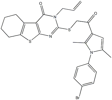 3-allyl-2-({2-[1-(4-bromophenyl)-2,5-dimethyl-1H-pyrrol-3-yl]-2-oxoethyl}sulfanyl)-5,6,7,8-tetrahydro[1]benzothieno[2,3-d]pyrimidin-4(3H)-one Structure