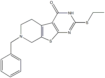 7-benzyl-2-(ethylsulfanyl)-5,6,7,8-tetrahydropyrido[4',3':4,5]thieno[2,3-d]pyrimidin-4(3H)-one,374696-66-9,结构式