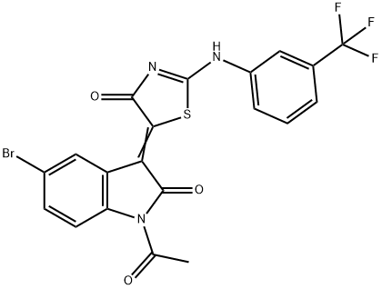 1-acetyl-5-bromo-3-(4-oxo-2-[3-(trifluoromethyl)anilino]-1,3-thiazol-5(4H)-ylidene)-1,3-dihydro-2H-indol-2-one Structure