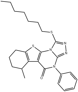 374768-81-7 1-(heptylsulfanyl)-6-methyl-4-phenyl-6,7,8,9-tetrahydro[1]benzothieno[3,2-e][1,2,4]triazolo[4,3-a]pyrimidin-5(4H)-one