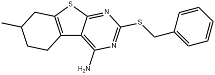 2-(benzylsulfanyl)-7-methyl-5,6,7,8-tetrahydro[1]benzothieno[2,3-d]pyrimidin-4-ylamine 化学構造式