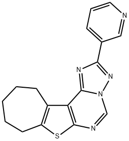 2-pyridin-3-yl-9,10,11,12-tetrahydro-8H-cyclohepta[4,5]thieno[3,2-e][1,2,4]triazolo[1,5-c]pyrimidine 化学構造式