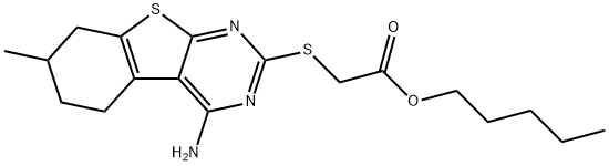 pentyl [(4-amino-7-methyl-5,6,7,8-tetrahydro[1]benzothieno[2,3-d]pyrimidin-2-yl)sulfanyl]acetate Structure