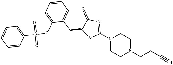 2-[(2-[4-(2-cyanoethyl)-1-piperazinyl]-4-oxo-1,3-thiazol-5(4H)-ylidene)methyl]phenyl benzenesulfonate|