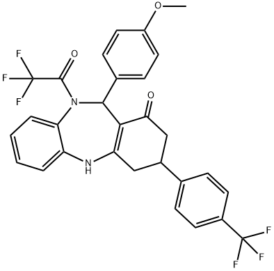 374911-71-4 11-(4-methoxyphenyl)-10-(trifluoroacetyl)-3-[4-(trifluoromethyl)phenyl]-2,3,4,5,10,11-hexahydro-1H-dibenzo[b,e][1,4]diazepin-1-one