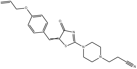 3-(4-{5-[4-(allyloxy)benzylidene]-4-oxo-4,5-dihydro-1,3-thiazol-2-yl}-1-piperazinyl)propanenitrile 化学構造式
