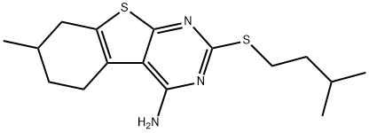 2-(isopentylsulfanyl)-7-methyl-5,6,7,8-tetrahydro[1]benzothieno[2,3-d]pyrimidin-4-ylamine Structure