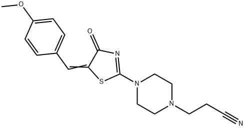 3-{4-[5-(4-methoxybenzylidene)-4-oxo-4,5-dihydro-1,3-thiazol-2-yl]-1-piperazinyl}propanenitrile,375349-35-2,结构式