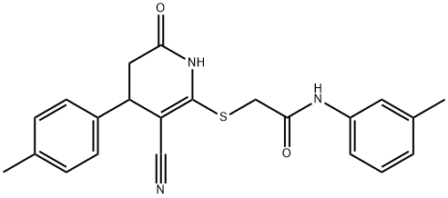 2-{[3-cyano-4-(4-methylphenyl)-6-oxo-1,4,5,6-tetrahydro-2-pyridinyl]sulfanyl}-N-(3-methylphenyl)acetamide|