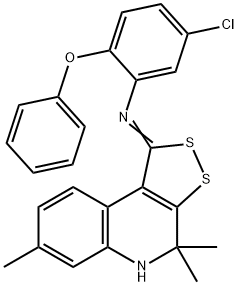 5-chloro-2-phenoxy-N-(4,4,7-trimethyl-4,5-dihydro-1H-[1,2]dithiolo[3,4-c]quinolin-1-ylidene)aniline 结构式