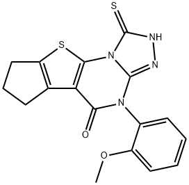 4-(2-methoxyphenyl)-1-sulfanyl-7,8-dihydro-6H-cyclopenta[4,5]thieno[3,2-e][1,2,4]triazolo[4,3-a]pyrimidin-5(4H)-one,375350-52-0,结构式