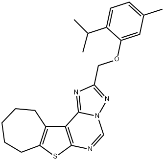 2-isopropyl-5-methylphenyl 9,10,11,12-tetrahydro-8H-cyclohepta[4,5]thieno[3,2-e][1,2,4]triazolo[1,5-c]pyrimidin-2-ylmethyl ether,375352-27-5,结构式