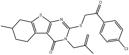 2-{[2-(4-chlorophenyl)-2-oxoethyl]sulfanyl}-7-methyl-3-(2-methyl-2-propenyl)-5,6,7,8-tetrahydro[1]benzothieno[2,3-d]pyrimidin-4(3H)-one,375352-45-7,结构式