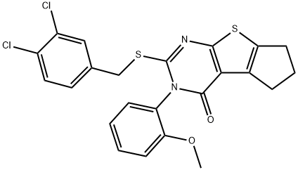 2-[(3,4-dichlorobenzyl)sulfanyl]-3-(2-methoxyphenyl)-3,5,6,7-tetrahydro-4H-cyclopenta[4,5]thieno[2,3-d]pyrimidin-4-one Structure