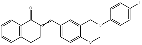 2-{3-[(4-fluorophenoxy)methyl]-4-methoxybenzylidene}-3,4-dihydro-1(2H)-naphthalenone 化学構造式
